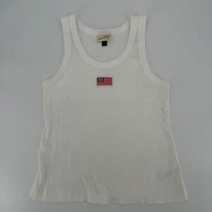 Universal Thread White Ribbed Tank Top American Flag Patch XL 4th of July NWOT